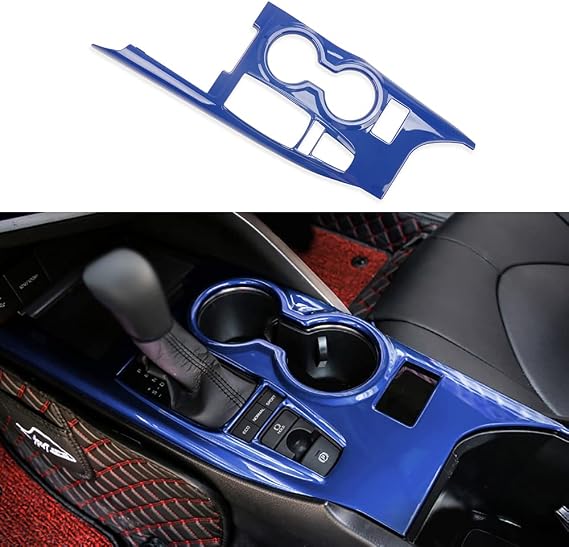 Kadore for Toyota Camry XSE XLE 2018-2021 2022 2023 Interior Gear Shift Panel Water Cup Holder Cover Trim Blue Color LHD 1pc (Has Seat Heater Location)