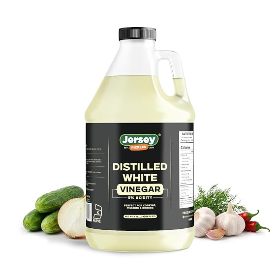 Jersey Pickles Distilled White Vinegar - 128 oz (1 Gallon) | 5% Acidity | Kosher Certified | Ideal for Pickling, Brines & Marinades