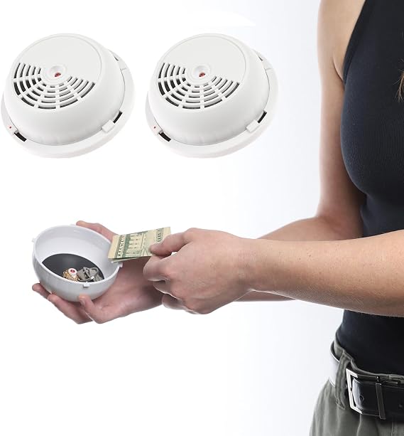 Stinger Decorative Fake Smoke Alarm Secret Safe Box with Hidden Compartment, Hidden Storage Security Solution, to Conceal and stash Jewelry, Cash, Watch, Coins, Car Keys (2 Packs)