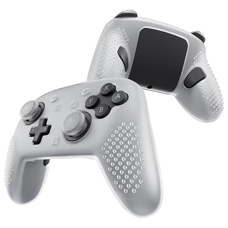 PlayVital Silicone Cover Skin for Nintendo Switch 2 Pro Controller 3D Studded Edition Anti-Slip Grip Protector Case for Switch 2 Pro with Back Button Cap & Thumb Grips - Clear White
