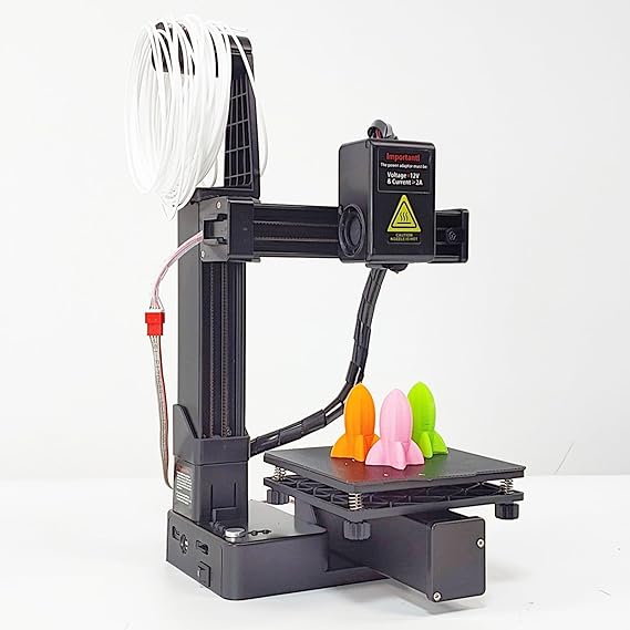 3D Printer, Compact 100x100x100mm Build Size, Fast Heating, High Accuracy 0.05mm Layer Resolution, Plug and Play with PLA, TPU Support, ABS Construction (Black)