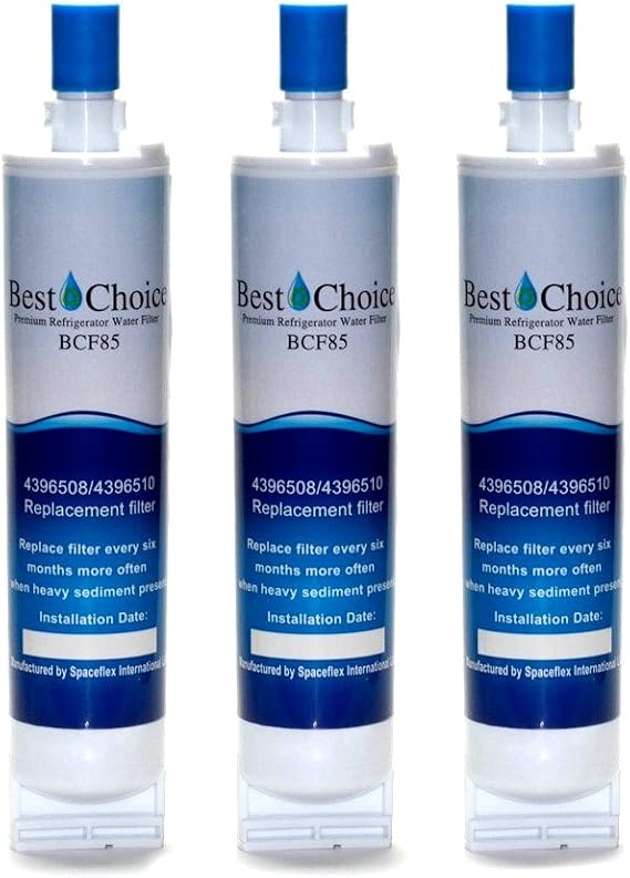 Best Choice Water Filters BCF85 Replacement Refrigerator Water Filter for Whirlpool 4396508 and 4396510, 3 Pack