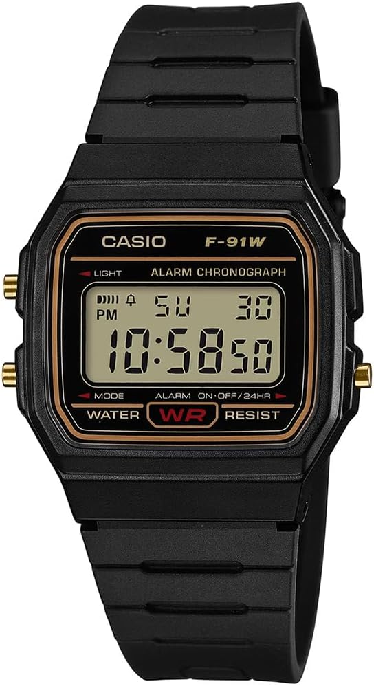 Casio Digital Watch with Black Resin Strap (F91WG-9QDF)