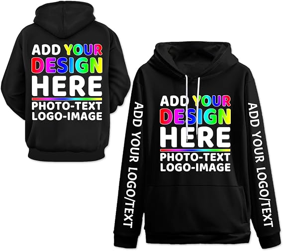 Inhand Customized Hoodie Design Your Own Custom Sweatshirt Bulk With Logo Text Photo Custom Hoodies Sweatshirts For Man Woman Black Hoodie Large