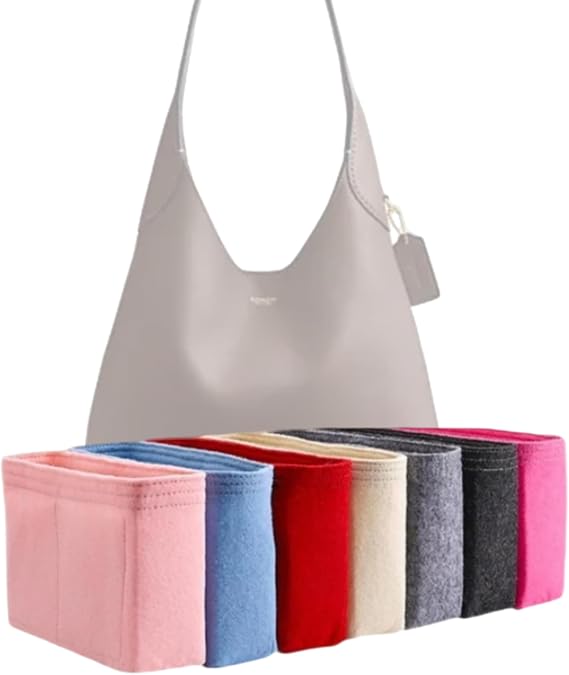Xoppia Bag Organizer compatible with Coach Brooklyn Shoulder 34. Felt Insert Liner for Women Tote Handbag.(Style B, Black)