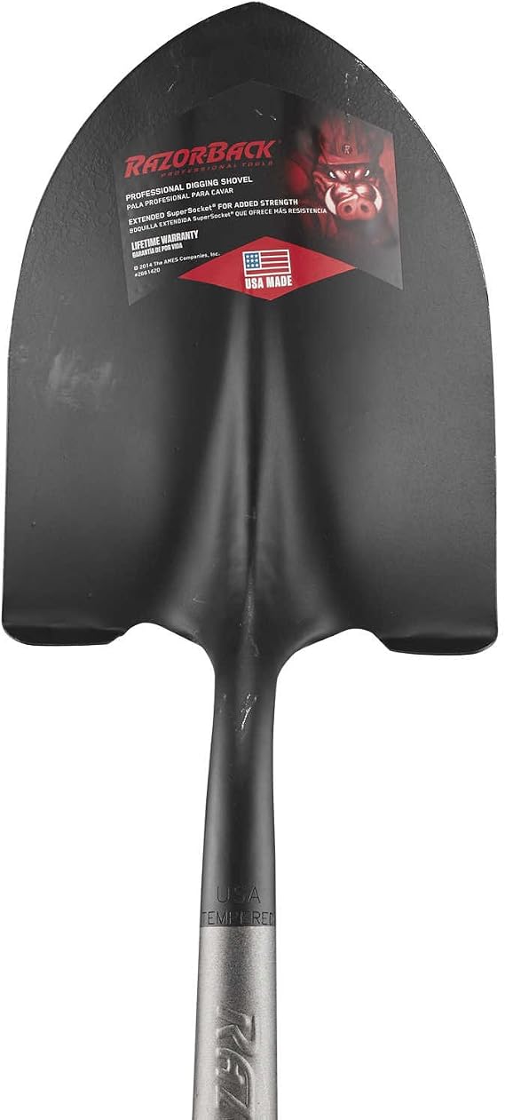 Razor-Back 45530 Round Point Digging Shovel with Supersocket - 48" Long Handle