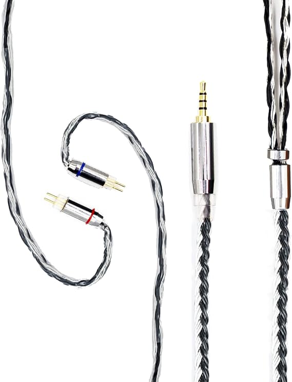 FEDAI イヤホンケーブル アップグレード 24コア シルバーメッキ 銅ケーブル HiFi ヘッドフォン IEMケーブル 2ピン付き ES4 ZST ZSN AS10 ZS10 CCA C10 C16 ZSX ZS10 PRO AS16 ZSR TRN V80 V90 BA5C12用 2.5mm、2ピン