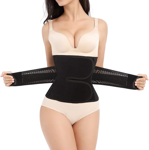Postpartum Belly Band Support: 2 Adjustable Straps for Abdomen Compression | Helps Relieve Incision & Back Pain After C-Section during Getting Up, Coughing & Breastfeeding