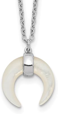 Mother Of Pearl Half Moon Pendant And Necklace In 925 Sterling Silver 0 mm x 0 mm