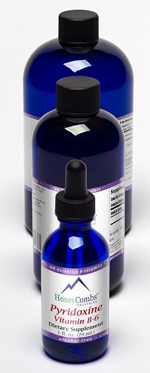 HoneyCombs Vitamin B6 Liquid Drops, 8 Fl Oz | 750% DV Pyridoxine, Alcohol Free, Fast Absorbing, Energy, Brain & Immune Support, Made in USA