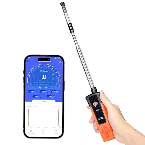 Hot Wire Anemometer Thermal Anemometer with 40m/s and Bluetooth 9100A