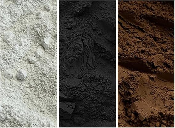 Mineral Pigment Packs - 3x150ml EA (BASIC collection: Titanium dioxide, Burnt umber, Black earth)