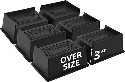 6 Pack Bed Risers 3 inch, Oversized Furniture Risers Heavy Duty, Extra Wide Bed Lifts Risers for Couch, Table, Sofa, Dorm Twin XL, Desk, Bed Frame Risers Supports Up to 6,500 Lbs