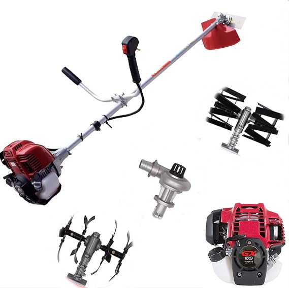 GX50 Cultivator Lawnmower 4 Stroke Engine Weed Eater Tiller Grass Cutter 3 in 1 brushcutter Water Pump (Set with Water Pump)