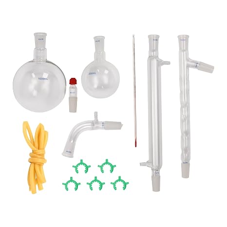 500/1000ml Laboratory Glassware, 24/40 Chemistry Glassware Set, 13pcs Chemistry Lab Glassware Kit for Distillations Separation Purification Synthe