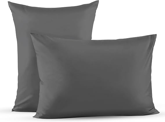 Superity Linen Pillow Cases Standard Size - Envelope Enclosure - 2 Pack - 100% Soft and Comfortable Premium Cotton - Dark Grey