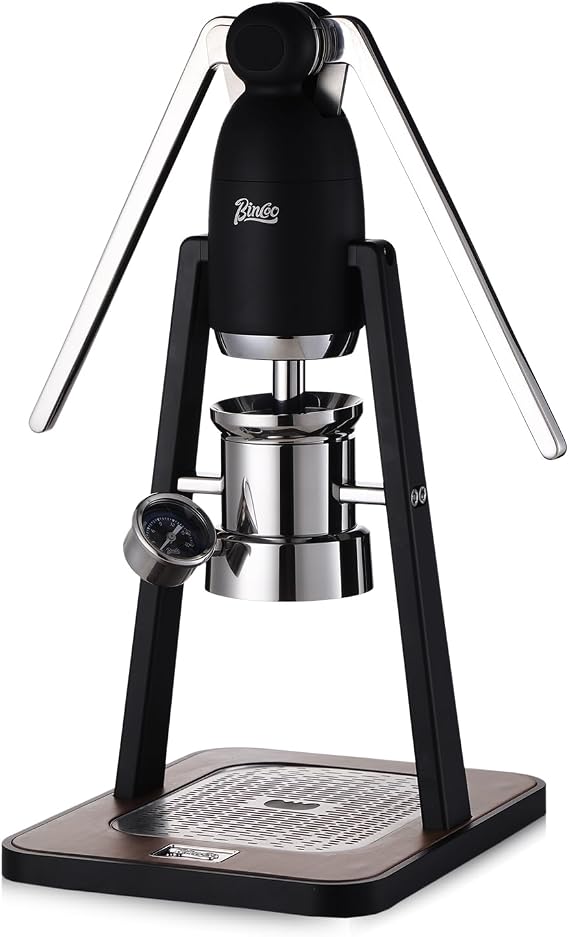 Manual Espresso Maker Set - Hand Press Espresso Machine 12Bar Pressure Profiling, Dual-Lever Manual Coffee Maker with Pre-Infusion, Portable for Custom Espresso Shots, Stainless Steel (Black)