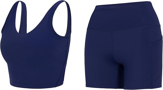Workout Sets for Women 2 Piece Seamless Ribbed Crop Tank High Waist Shorts Yoga Outfits