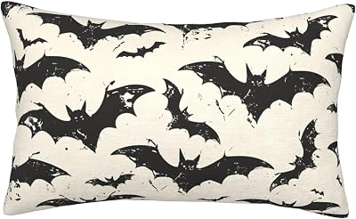 Animals Black Bat Rectangle Throw Pillow Cover 14X20 Inch Lumbar Pillow Case Modern Decorative Pillowcase with Hidden Zipper Sofa Couch Cushion Covers for Living Room Bedroom Bed Decor