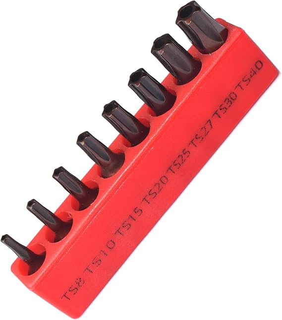 8-Piece 5 Point Torx Security Screwdriver Bit Set, TS8-TS40, 1-inch Long