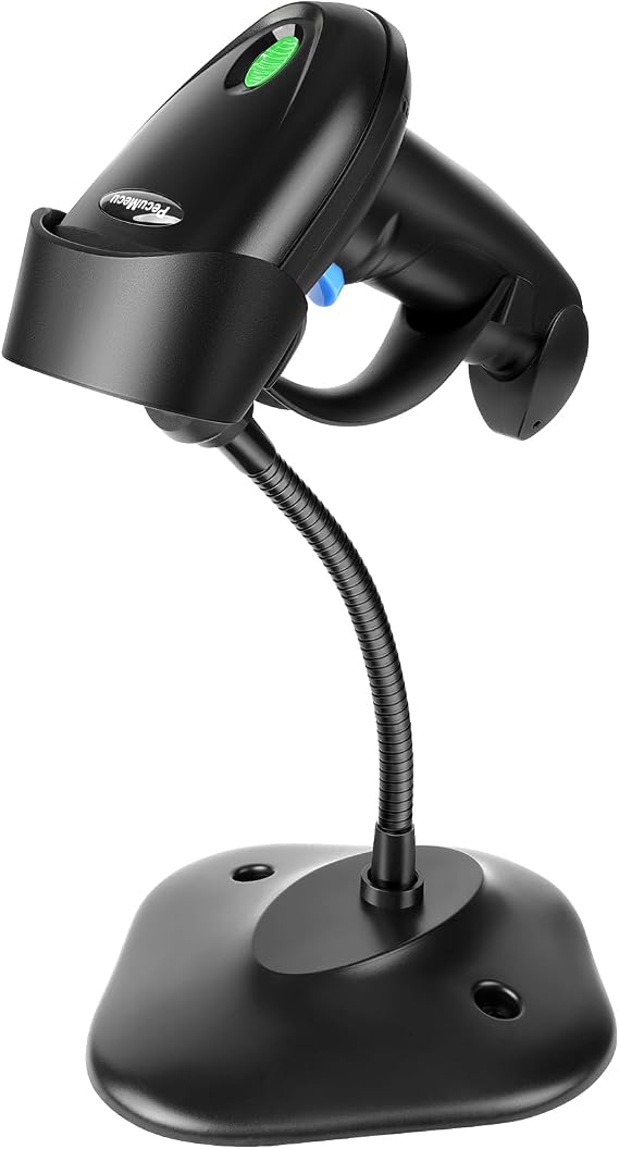 Bluetooth 2D Barcode Scanner with Stand, 3-in-1 Bluetooth & USB Wired & 2.4G Wireless QR Barcode Reader, PDF417 Data Matrix Handheld Bar Code Scanner Work with Windows, Android, iOS