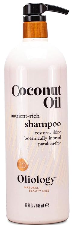 Oliology Coconut Oil Shampoo Nutrient Rich Shampoo Restores Damaged & Lifeless Hair | Botanically Infused | Provides Intense Shine | Nourishing | Paraben Free (32 oz)