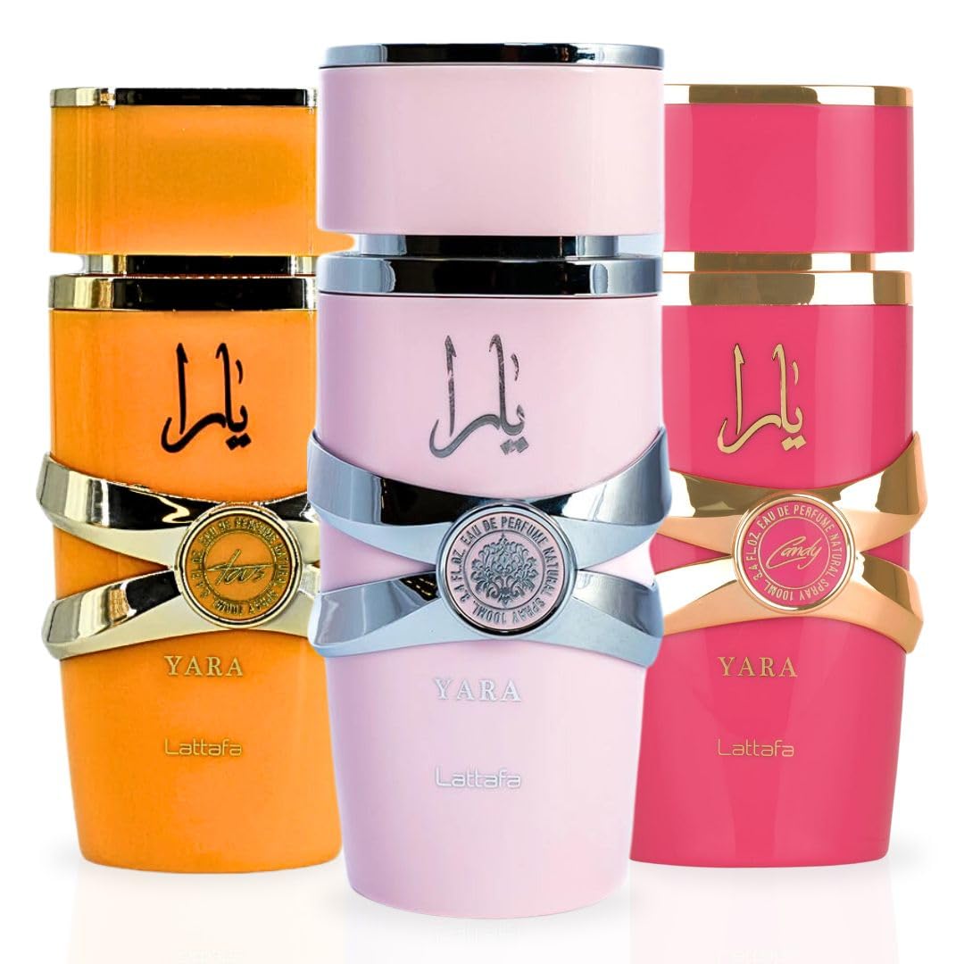 LATTAFA Yara, Candy & Tous Eau De Parfum Sprays 100ML 3.4 oz Unveil The Essence Of Sweetness With The Fragrance Trio. Bundle