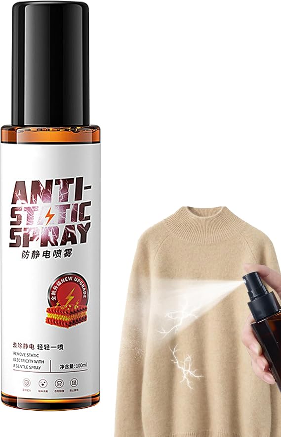 Anti Static Spray - Clothes Static Remover, Instant Travel Size 100ml | Fabric Electricity Eliminator for Shirts, Dresses, Jackets, Skirts, Sweaters, Pants, Daily Wear, Portable Clothing Solution