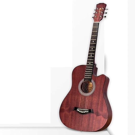 Classical Guitar Spruce-Top Dreadnought Easy to Play Acoustic Travel Guitar with Bag, Strap, Plectrum (Size:38INCHES,Color:Brown-a)