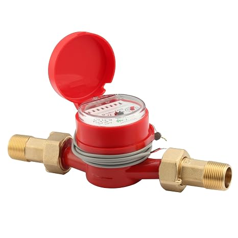 DN20 Water Meter 3/4" NPT, AWWA C712 Certification Gallon Water Flow Meter with Pulse Output, Cold and Hot Water Meter for Garden/Home/Apartment, Horizontal Install.