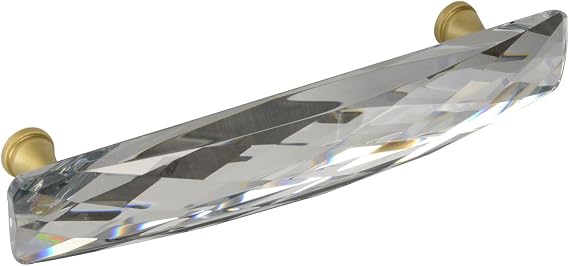 #G-350-128mm CKP Brand Cabinet Pull, Crystal/Satin Brass - 10 Pack