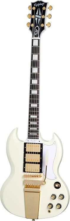 Epiphone Inspired by Gibson Custom 1963 Les Paul SG Maestro, Classic White with Hard Case
