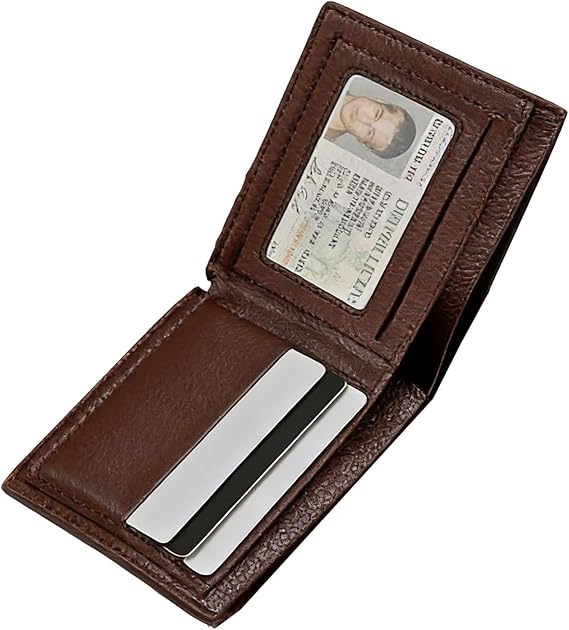 Wallets Slim PU Leather, Brown Card Wallet for Men and Women