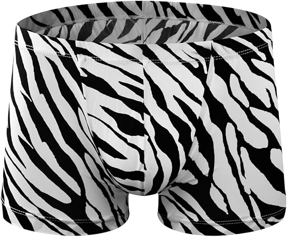 Men's Zebra Striped Boxer Briefs Underpants One Size White