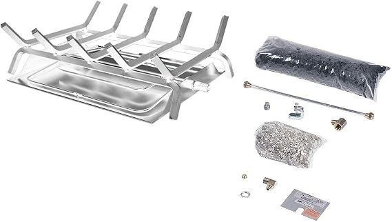 Rasmussen See-Through Custom Embers Pan Stainless Steel Burner and Grate Kit (DF-CF20-HFG-SS-P), Propane, 14.375-inches