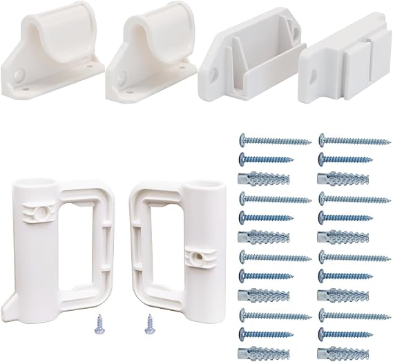 Stcockis Retractable Baby Gate Hardware, Pet Gate Replacement Parts Kit, White Plastic, Door Mount, Buckle Closure