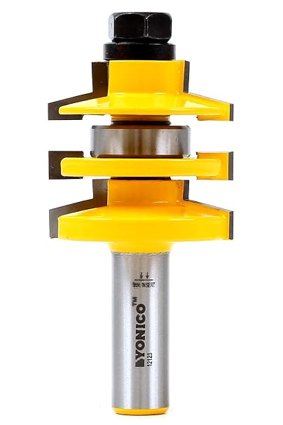 YONICO Stile and Rail Router Bit Set Cabinet - Stacked Carbide Cabinet Door Router Bits 1/2 Shank- Bevel Router Bit Design, 12123 (1 PC)
