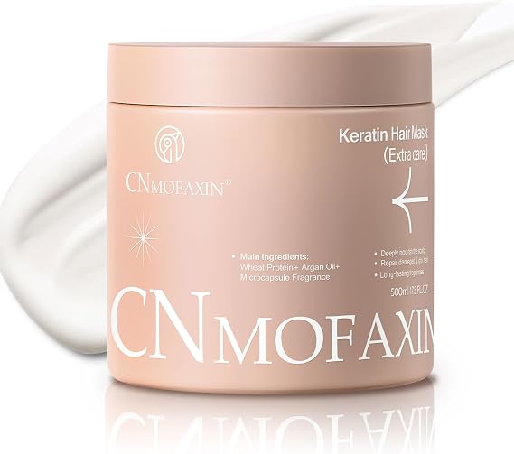 Keratin Hair Mask & Deep Conditioner 500ml - Deep Repair with Argan Oil & Wheat Protein - Hydrating Hair Treatment for Dry, Damaged or Colour-Treated Hair, Sulphate Free