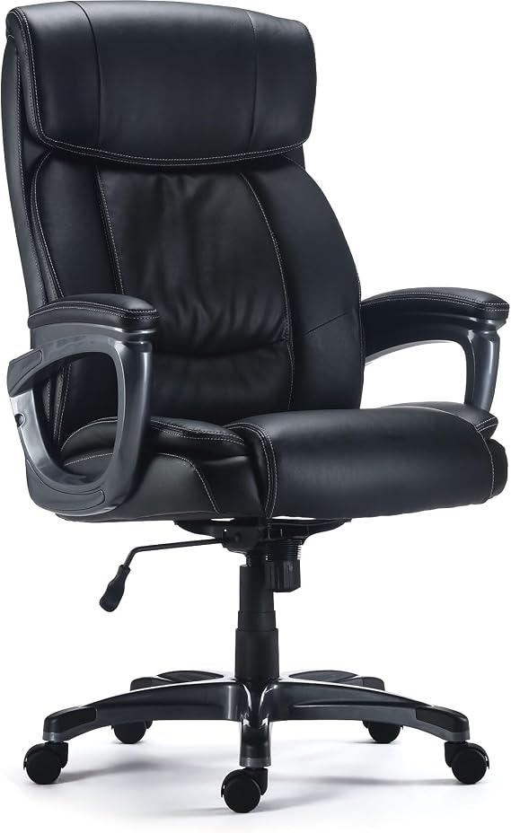 STAPLES Lockland Big & Tall Bonded Leather Manager Chair, Black, Adjustable
