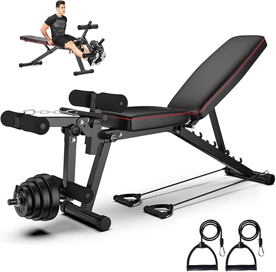 Adjustable Weight Bench With Leg Extension And Leg Raise Multifunctional Incline Decline Flat Bench Press Full Body Workout Bench For Sit-Up Abs Home Gym Lifting Strength Training 200kg/440lb