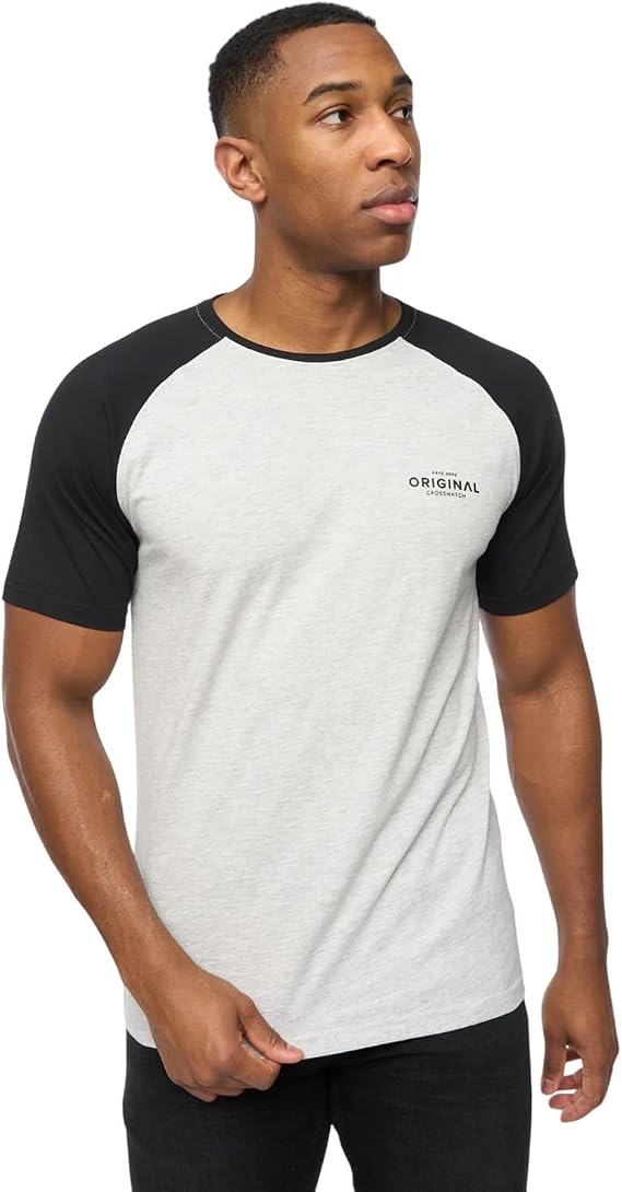 Crosshatch Mens Meza T-Shirt (L) (Grey Marl/Black)