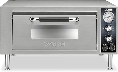 Waring Commercial WPO500 Heavy Duty Single Deck Pizza Oven, For Pizza up to 18 diameter,Includes one ceramic Pizza Stone, 120V, 1800W, 5-15 Phase Plug