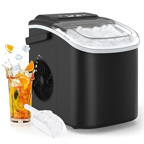 PALINTH Ice Cube Machine Ice Cube Maker 9 Cubes Ready in 6 Minutes Self-Cleaning Small Ice Cube Machines with Portable Handle for Kitchen Office Bar and Party (1.2 L)