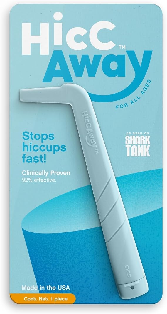 HiccAway Hiccup Straw, Clinically Proven to Stop Hiccups, Light Blue, 1Pack