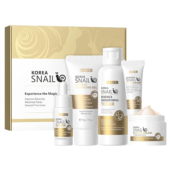 LAIKOU Korean Skin Care, Skin care set, Snail Skin Care Kit 5pcs