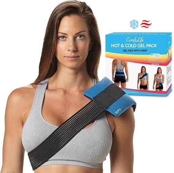 ComfiLife Ice Packs for Injuries (3 Piece Set) Reusable Hot and Cold Pack with Wrap Soft Gel Ice Packs for Back, Shoulder, Hip, Knee, Elbow, Joint Pain Relief Heat & Cold Therapy (Medium)