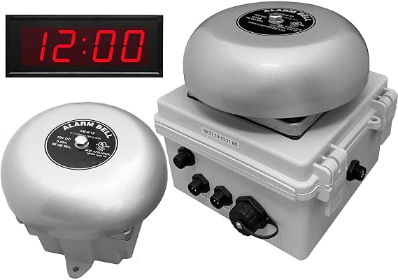 Netbell-K-E1-C Break Bell-Clock System for School Office Shop with 4 Inch Network LED Digital Clock (2 Bells w/ 1 Clock)