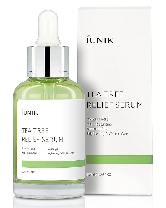 IUNIK Tea Tree 67% Relief Vegan Facial Serum for Clear & Balanced Skin - Plant-based Ingredients w/Centella Asiatica for Soothing, Calming, Irritated Skin