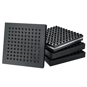 BXI Machine Anti Vibration Mats Heavy Duty - 6 x 6 x 0.8 Inches 4 Pcs Non Slip Noise Reduction Anti Vibration Mats, Thick Steel Embedded Rubber Pad for Air Compressor, Swamp Cooler, Generator, HVAC