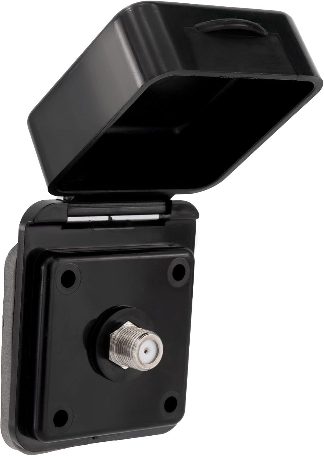 RecPro RV Cable TV Inlet Plate | Coaxial Antenna/Cable Connector | Black or White Option (Black)